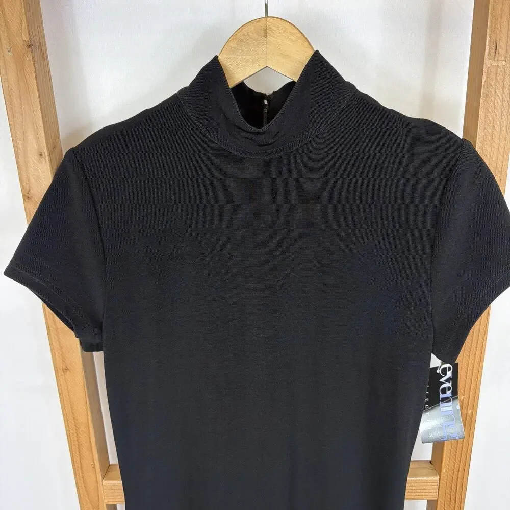 NWT Vintage Tadashi Shoji Black Mixed Material Maxi Gown Size 12 Made in USA - Picture 2 of 11